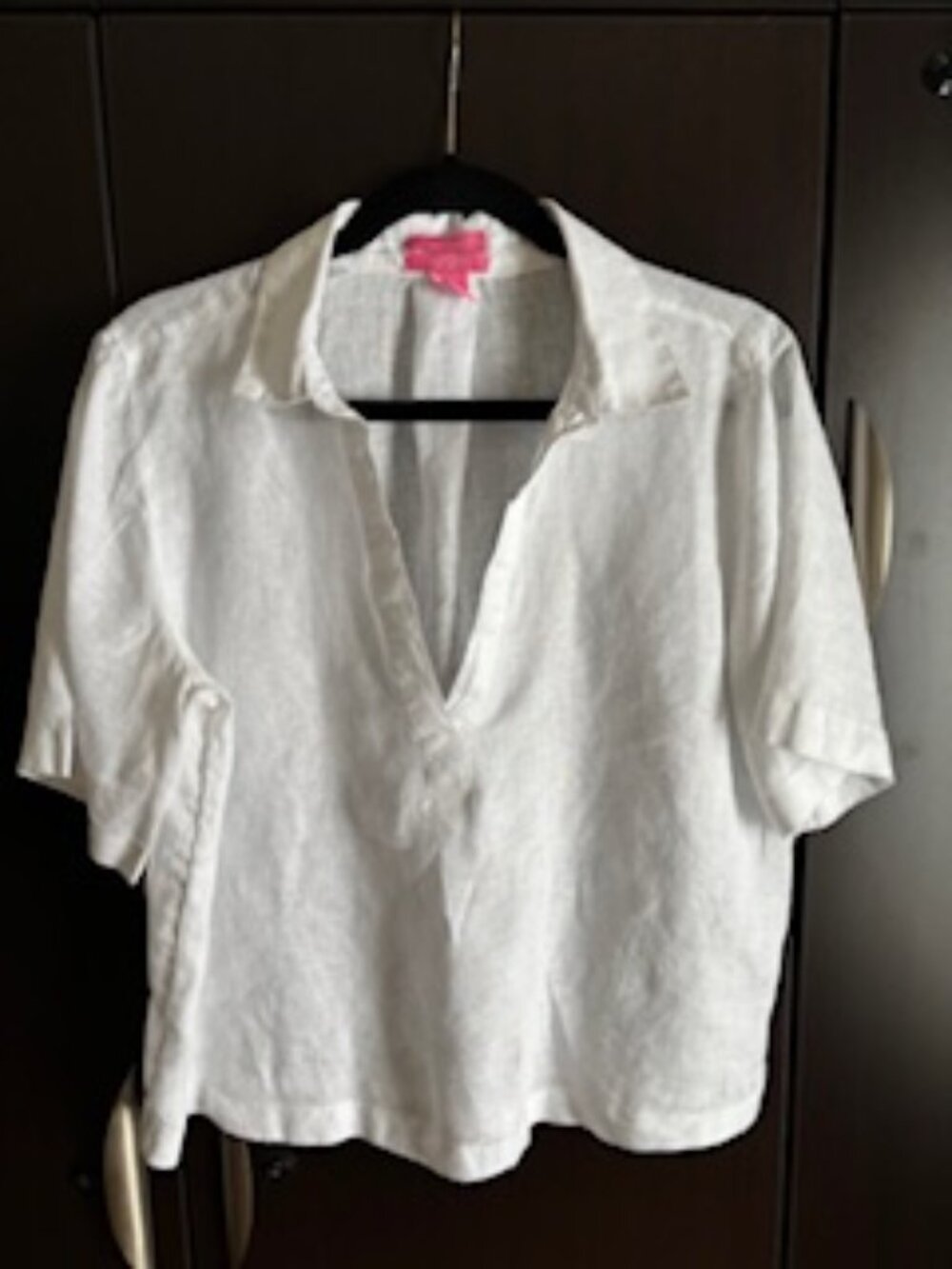Isaac Mizrahi New York 100% linen white short sleeve shirt - large
